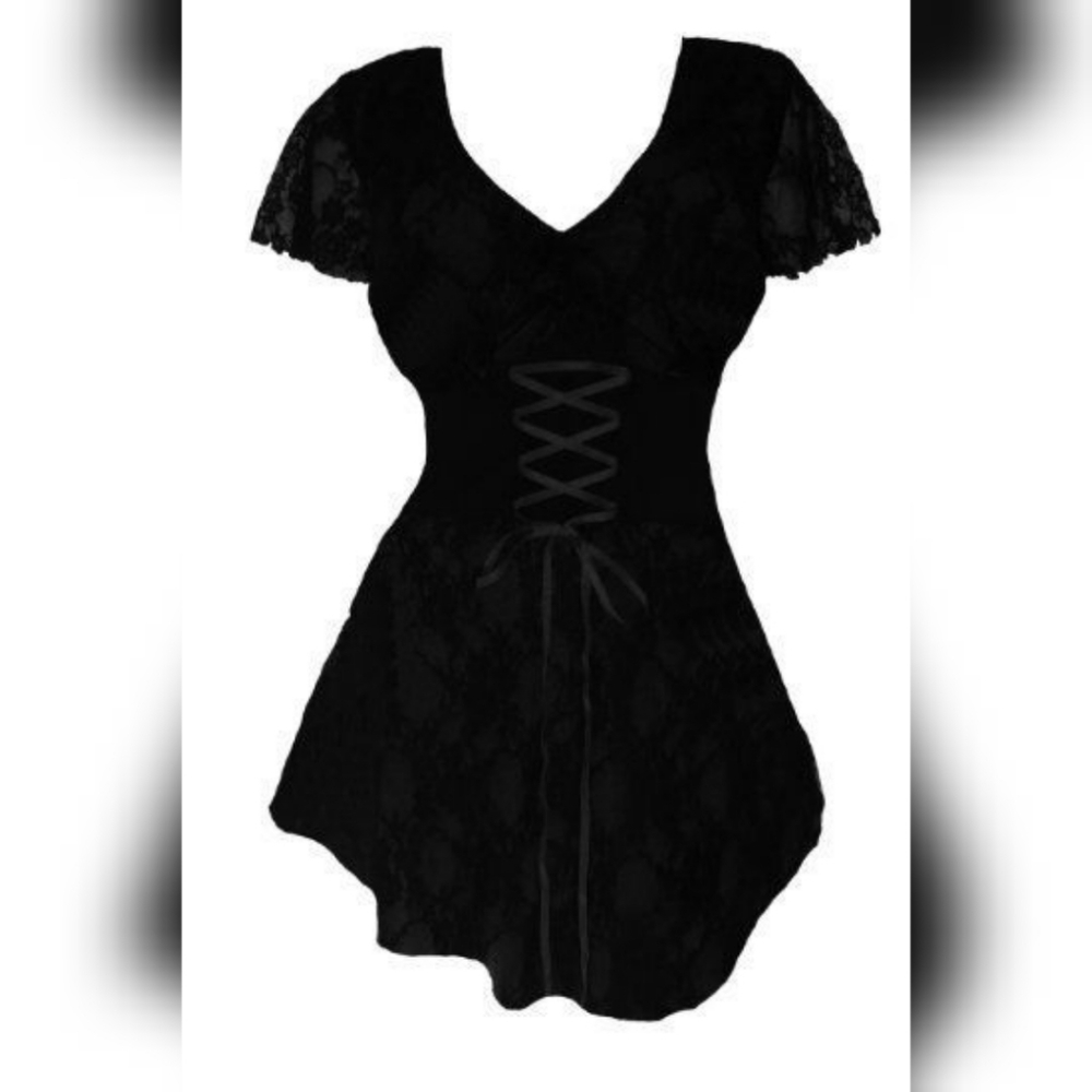 Dare to Wear 3X 20 22 Black Lace Overlay Sweetheart Top